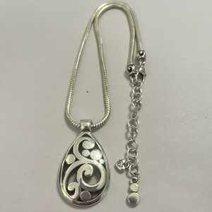 BRIGHTON Contempo swirl vintage silver serpentine Chain teardrop necklace